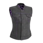 Enigma Rider Women's Motorcycle Leather Vest - Purple - Limited Edition