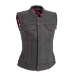 Enigma Rider Women's Motorcycle Leather Vest - Pink - Limited Edition