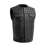 Stinger Men's Club Style Leather Vest - Black