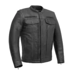 Shadow Raider Men's Motorcycle Leather Jacket - Black