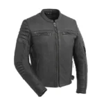 City Sleek Men's Motorcycle Leather Jacket - Black