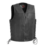 Midnight Maverick Men's Motorcycle Leather Vest - Black