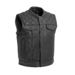 Urban Voyager Men's Club Style Leather Vest (Black)