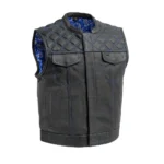 Urban Voyager Men's Club Style Leather Vest (Black/Blue)