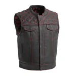 Urban Voyager Men's Club Style Leather Vest (Black/Red)