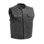 Urban Voyager Men's Club Style Leather Vest (Black/White)