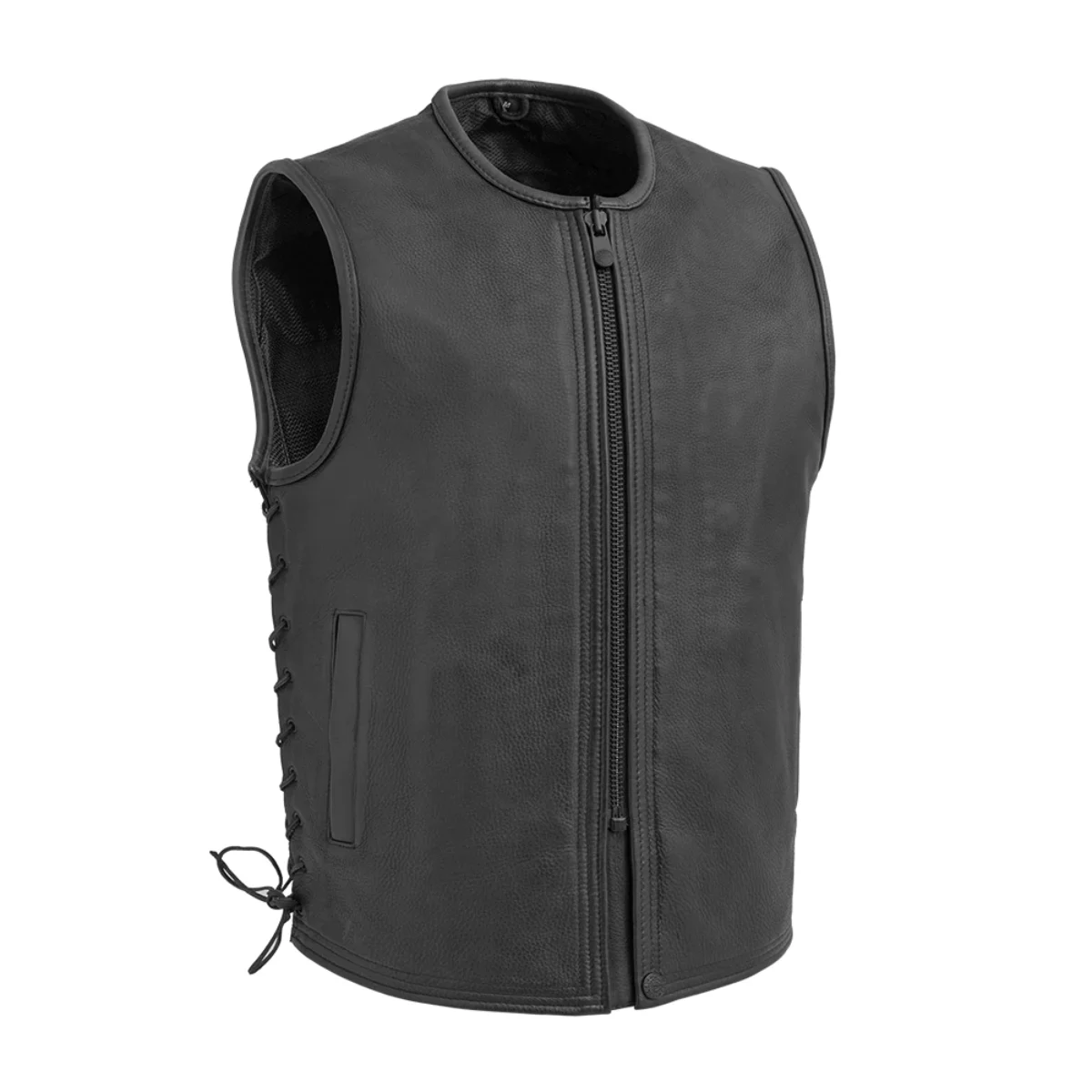 Dark Phantom Men's Motorcycle Leather Vest - Grand Prix Apparels