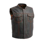 The Slice Men's Motorcycle Leather Vest Orange