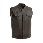 Sleek Rider Men's Motorcycle Leather Vest - Brown