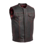 The Slice Men's Motorcycle Leather Vest, Red