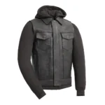 Crest Men's Motorcycle Leather Vest and Hoodie