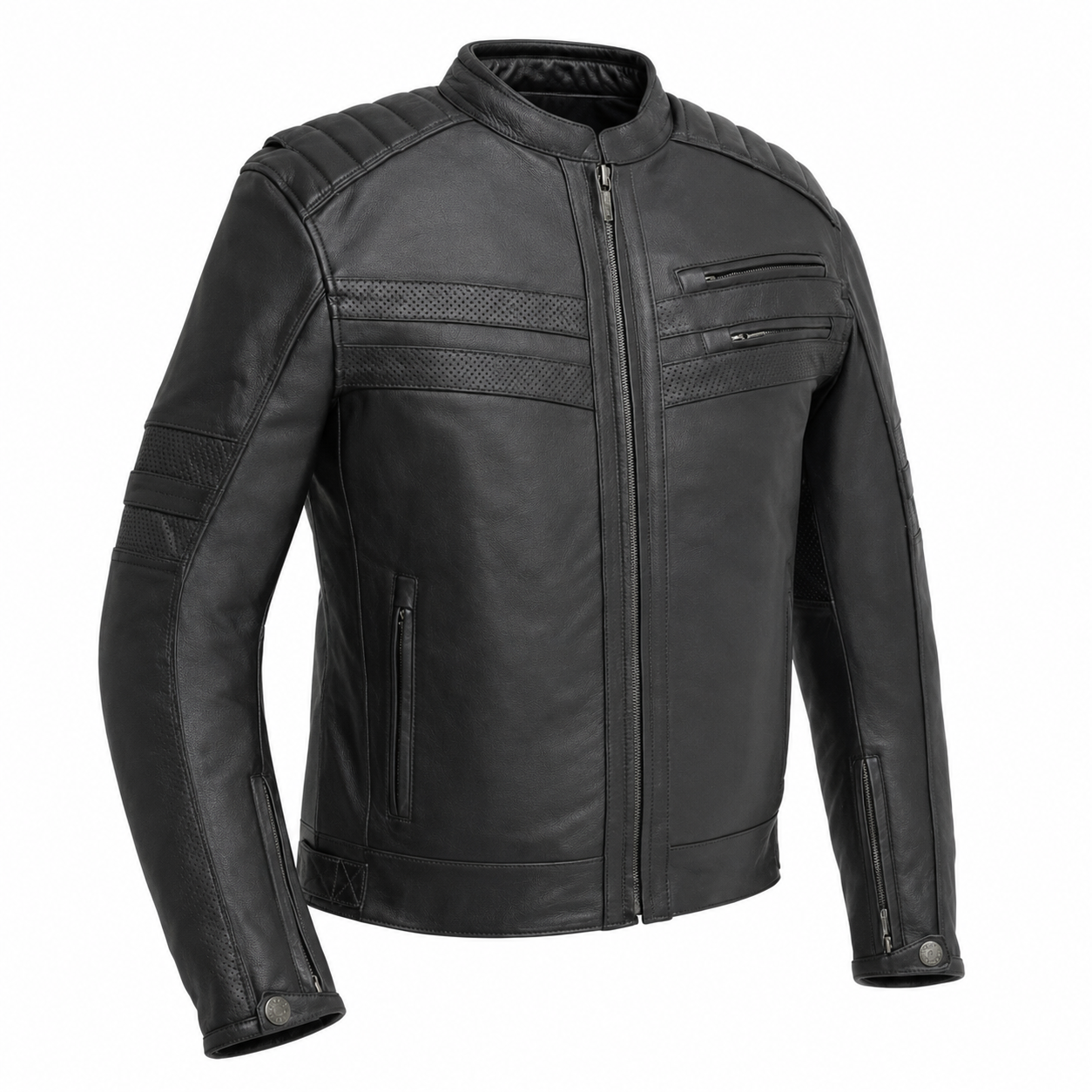 Men's Four Season Adventure Leather Motorcycle Jacket with Liner – Shadow Storm - Image 2