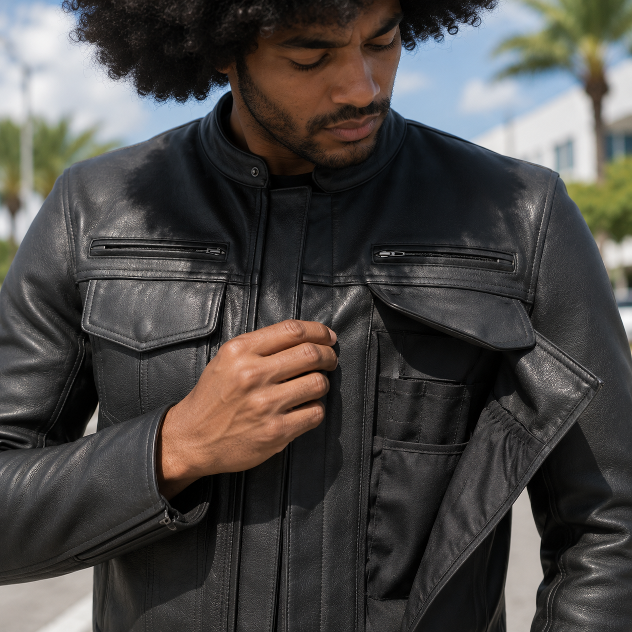 Men's Four Season Vintage Leather Motorcycle Jacket with Liner – Shadow Raider - Image 3