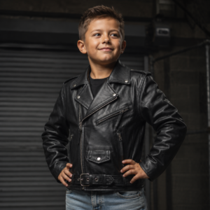 Kids' Leather Motorcycle Jacket with CE Level 2 Protection – Young Rebel