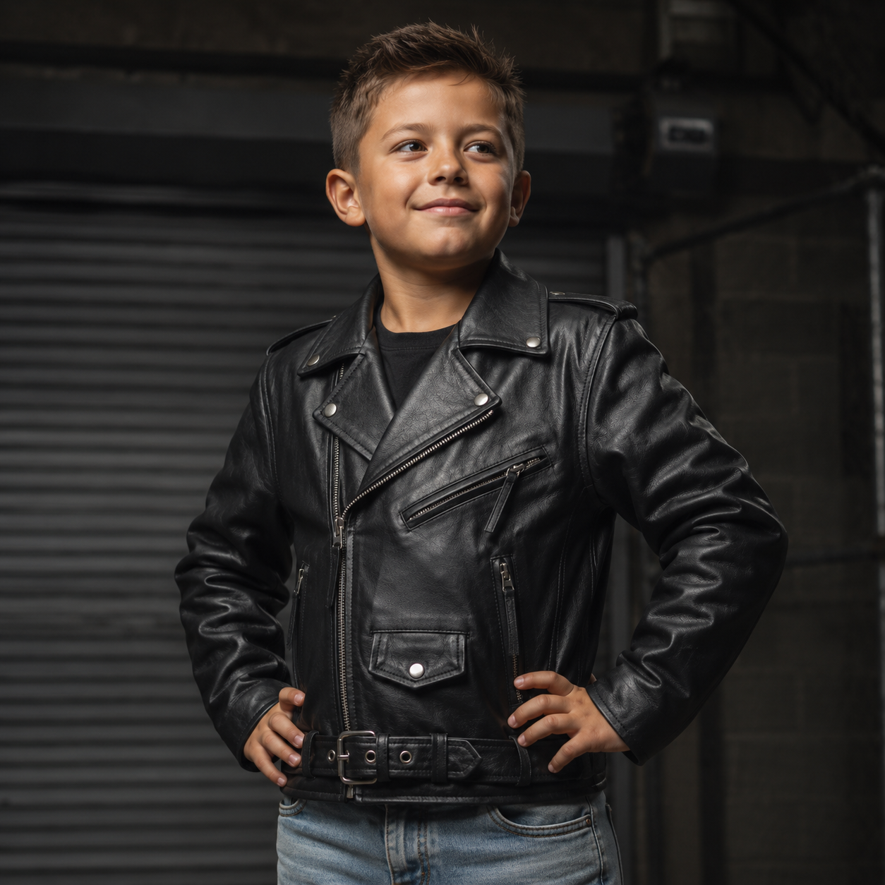 Kids' Leather Motorcycle Jacket – Young Rebel