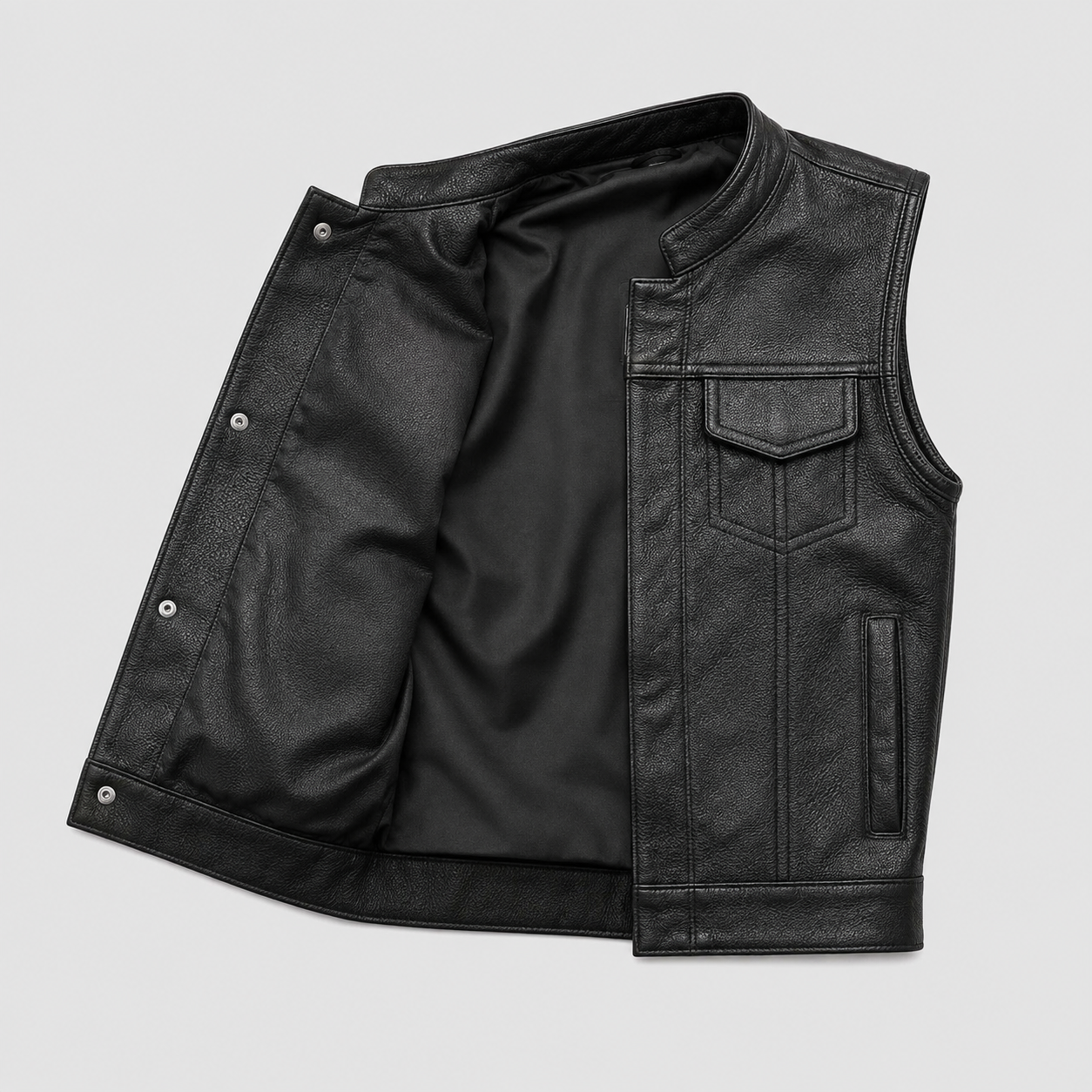 Leather Motorcycle Kids Vest with Back Protection – Young Maverick - Image 6