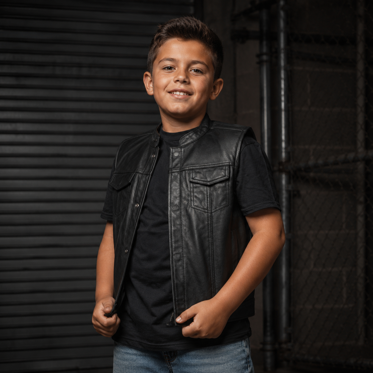 Kids' Leather Motorcycle Vest – Young Maverick