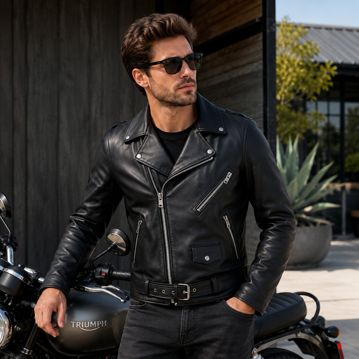 Men's Year-Round Vintage Leather Motorcycle Jacket – Highway Hero