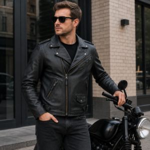 Men's Vintage Leather Motorcycle Jacket, Warm and Ventilated – Enigma