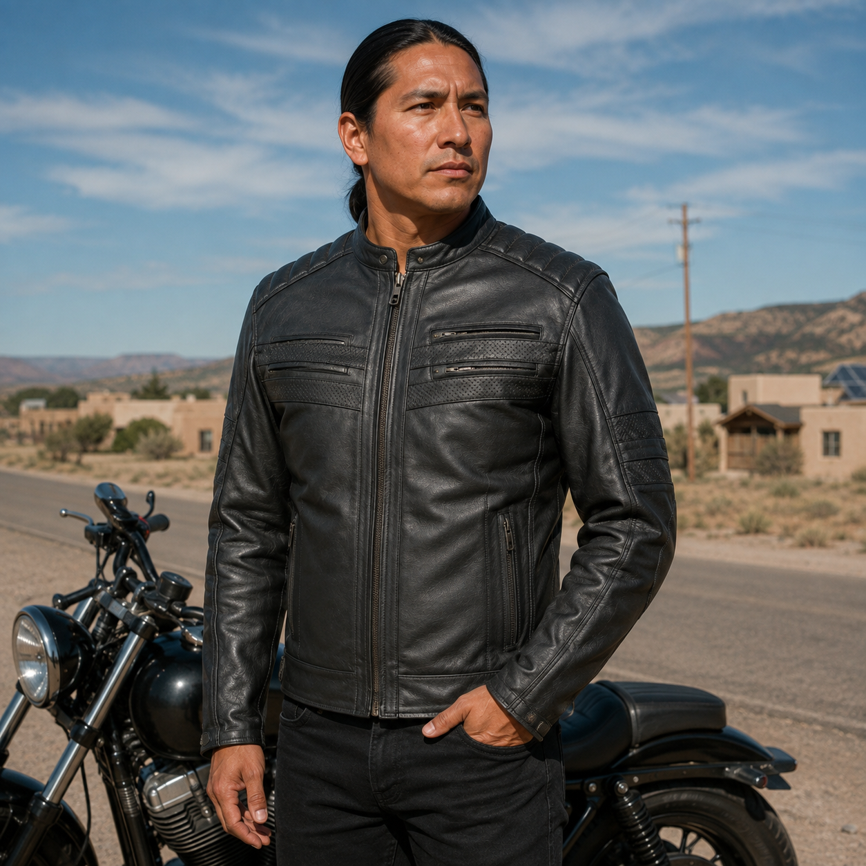 Men's Four Season Adventure Leather Motorcycle Jacket with Liner – Shadow Storm