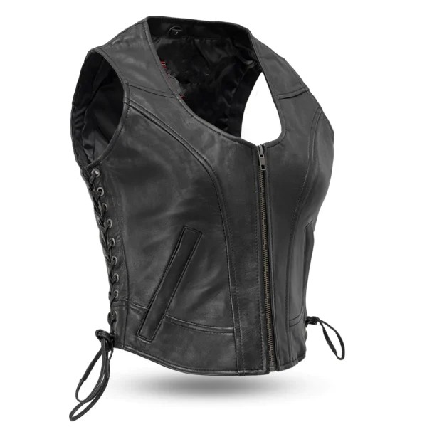 Women's Leather Motorcycle Club Vest – Nightshade
