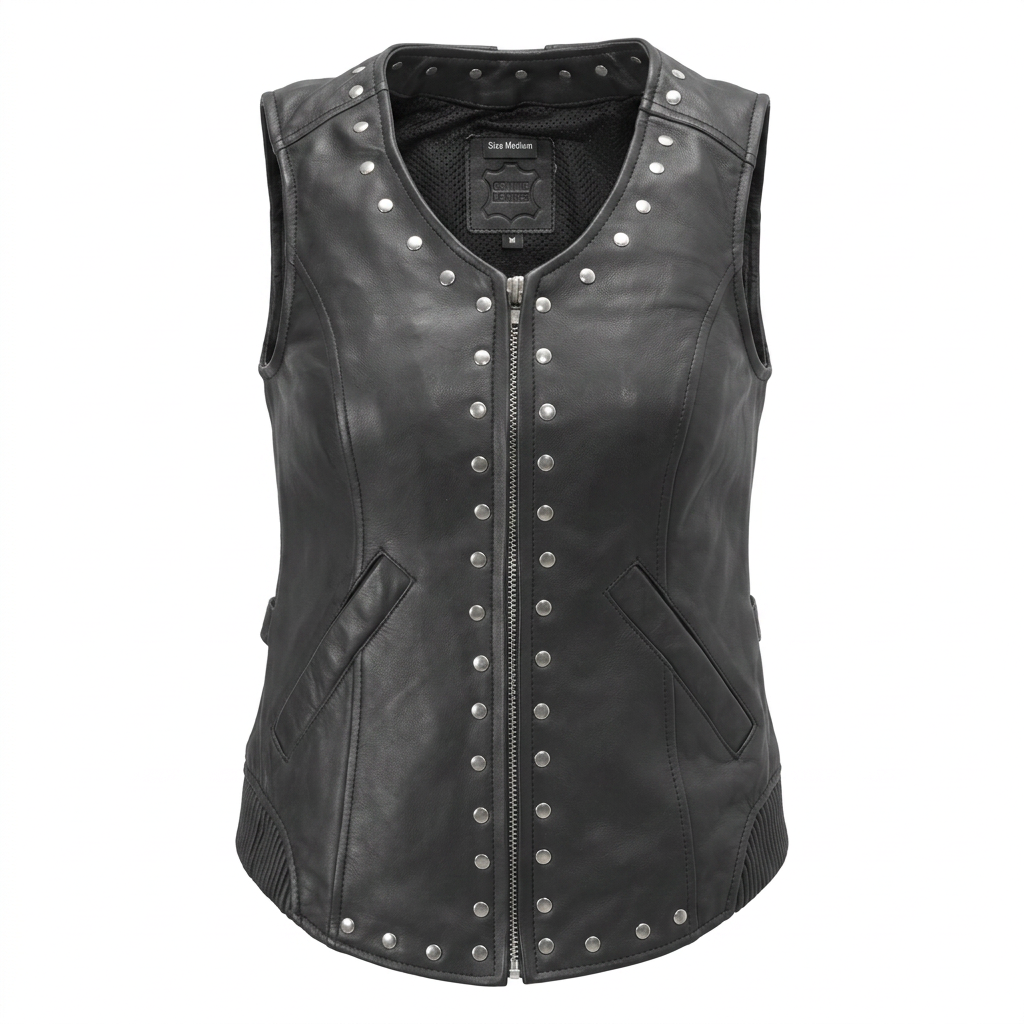 Women's Leather Concealed Carry Biker Vest – Royale