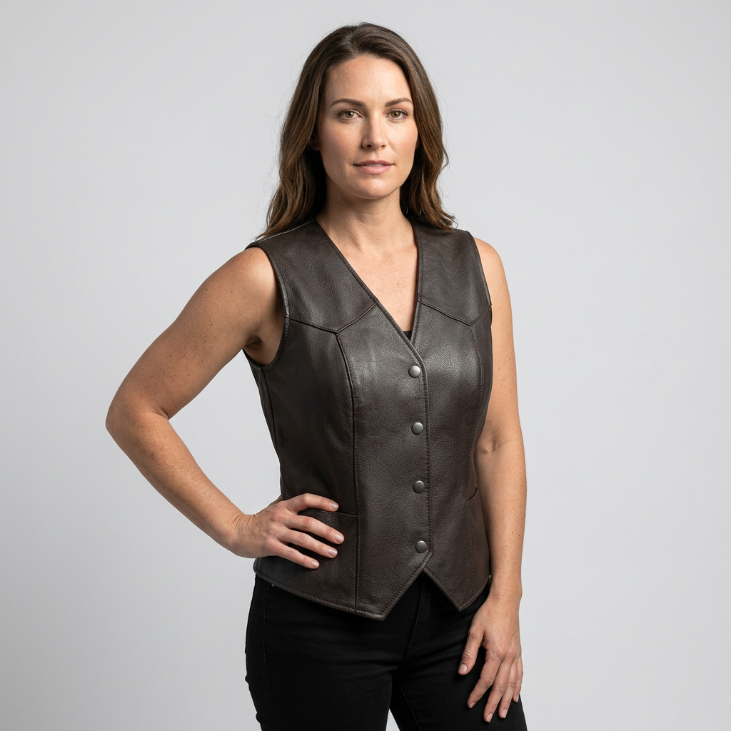 Women's Leather Biker Riding Vest – Sienna Belle