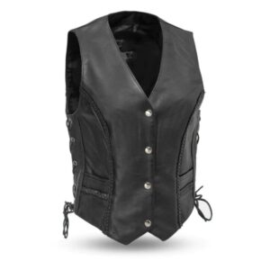 Women's Leather Motorcycle Vest, Western Style – Harmony