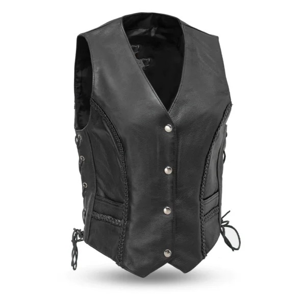 Women's Leather Motorcycle Vest, Western Style – Harmony