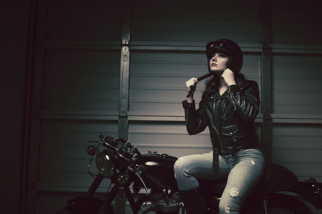 Stylish women's leather riding jacket