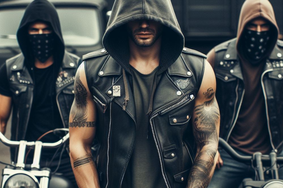 Leather vest with hoodie