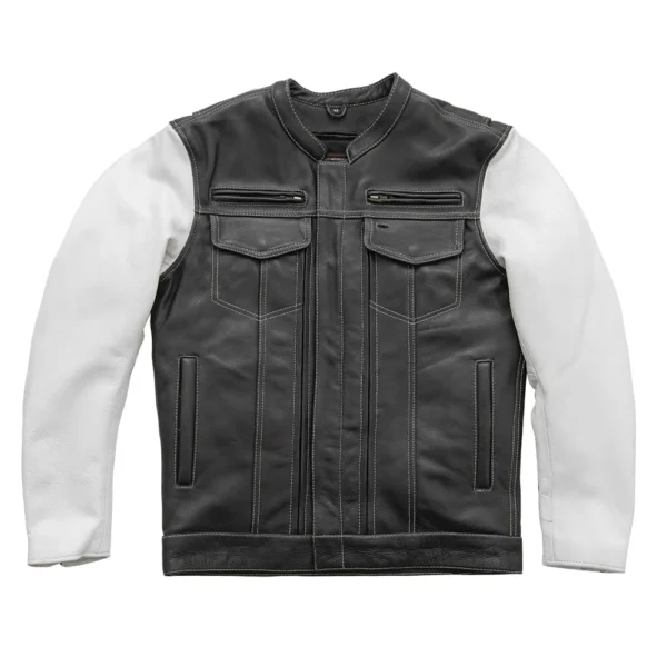 mens cafe style leather jacket Grand Prix Apparels 4