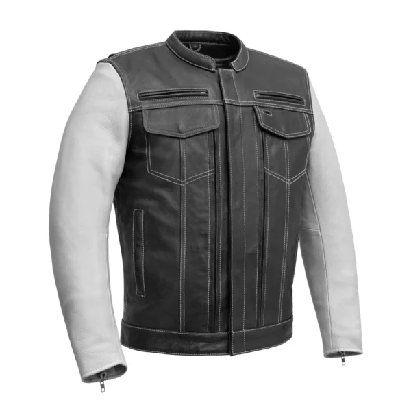 mens cafe style leather jacket Grand Prix Apparels