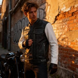 Men's All-Season Cafe Racer Leather Riding Jacket with Removable Liner – Outrider