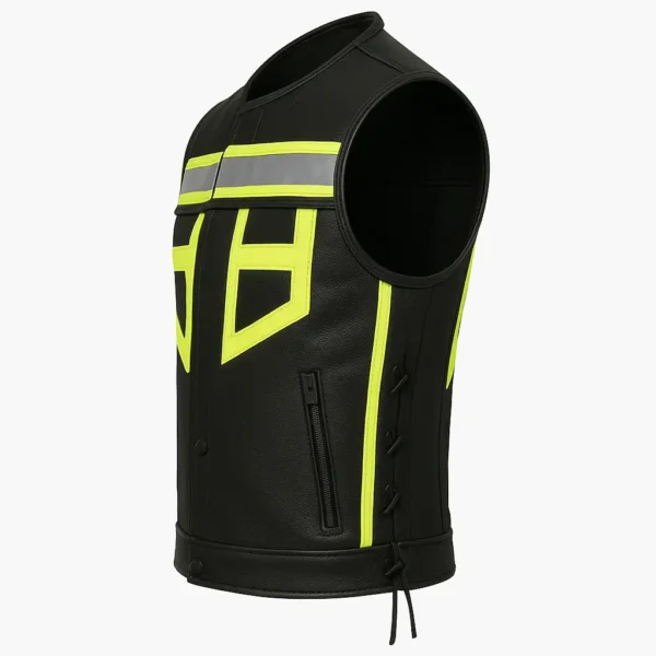Black leather neon vest