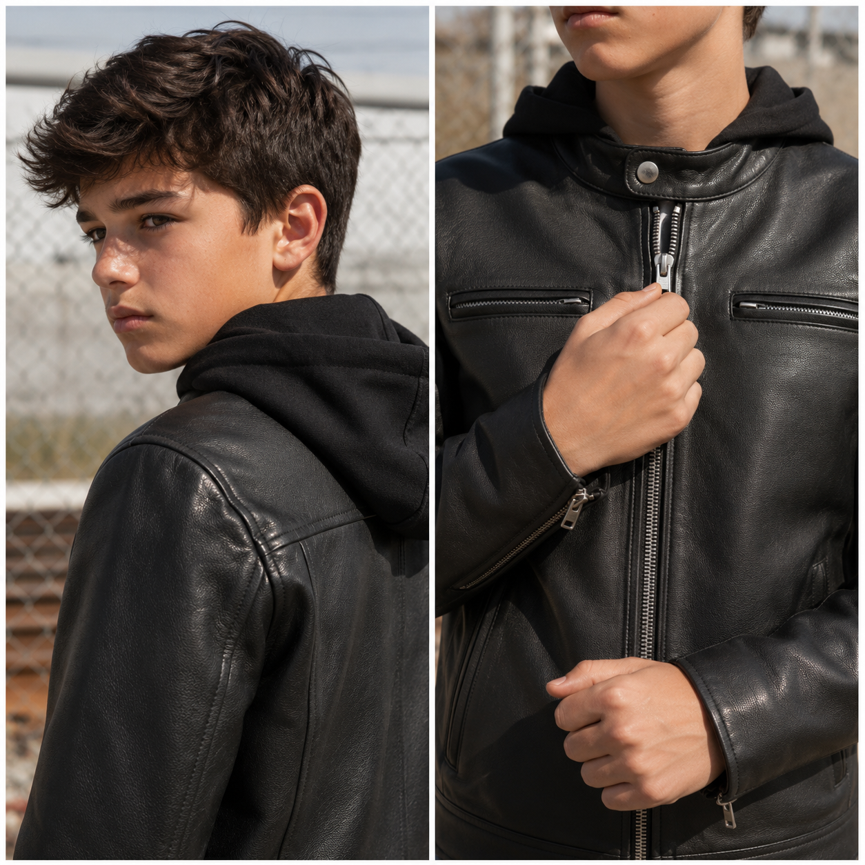 Kids' CE Level 2 Armored Leather Motorcycle Jacket – Urban Vagabond - Image 4