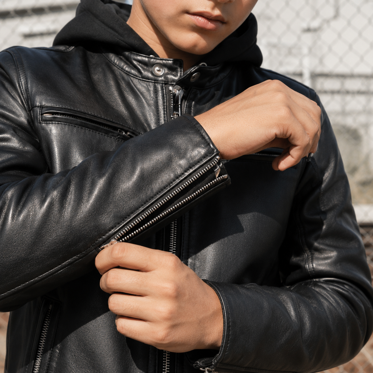 Kids' CE Level 2 Armored Leather Motorcycle Jacket – Urban Vagabond - Image 3