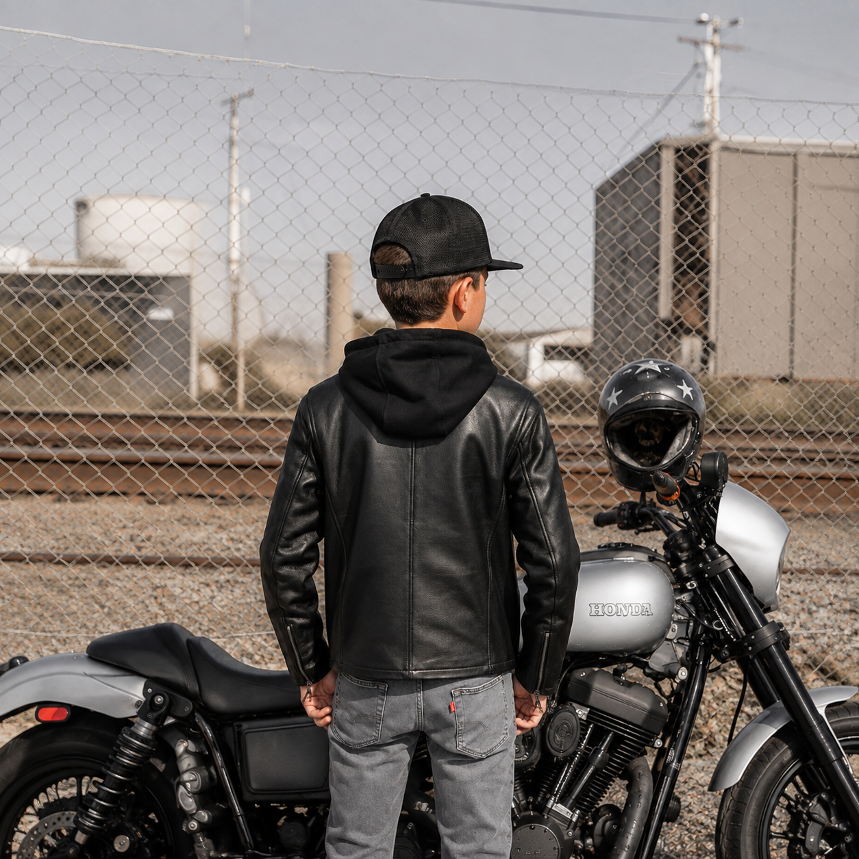 Kids' CE Level 2 Armored Leather Motorcycle Jacket – Urban Vagabond - Image 2