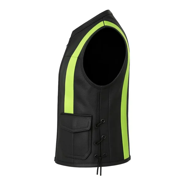 visibility leather vest with side laces